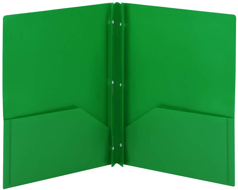 TwoPocket Folder, ThreeHole Punch Prong Fasteners, Letter Size, 3 per