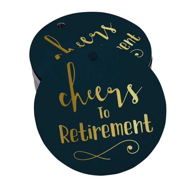 Inkdotpot Pack Of 50 Real Gold Foil Paper Tags Cheers To Retirement Favor Hang Tags