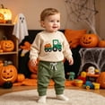 thumbnail image 4 of yboeqw Toddler Boy Fall Clothes Outfits Infant Baby 2 Piece Embroidered Long Sleeve T-Shirt Jogger Pant Set Beige,Size 2-3 Years, 4 of 6