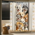 thumbnail image 2 of Funny Dogs Shower Curtain Cute Cartoon Animal in Door Lovely Pets Paws Print Bone Watercolor Farmhouse Wildlife Bath Curtain Fabric Bathroom Accessories Decor with Hooks-48"W x 72"L (Pack of 1), 2 of 7