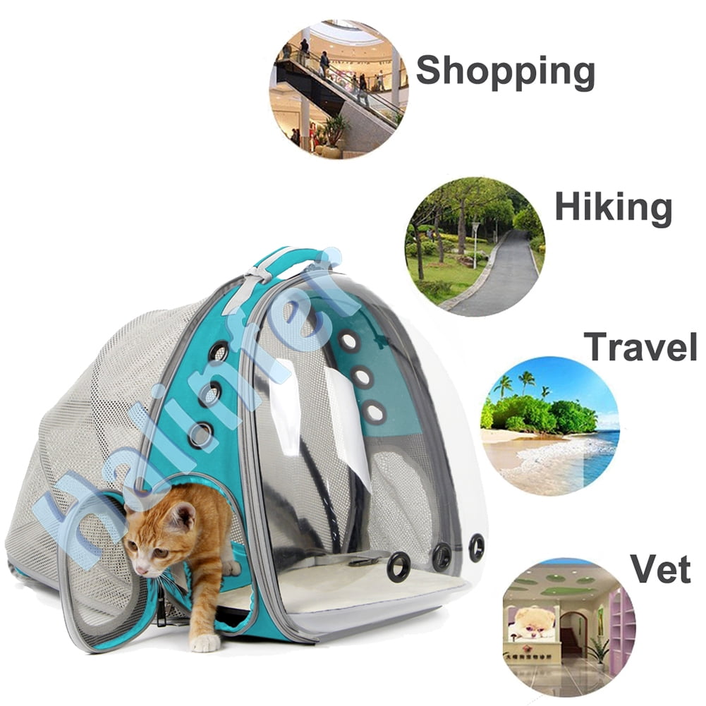 Halinfer Back Expandable Cat Backpack Carrier, Fit up to 12 lbs, Space Capsule Bubble Window Pet Carrier Backpack for Cat and Small Puppy