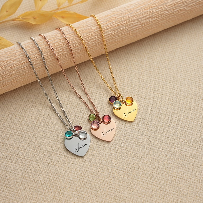 Nana Necklace Personalized Nana Gifts for Grandma from Grandkids With Grandkids Birth Month Birthstones - Custom Grandma Jewelry with Custom Birth Stone Charms Handmade Jewelry - Mother's Day Gifts - Walmart.com