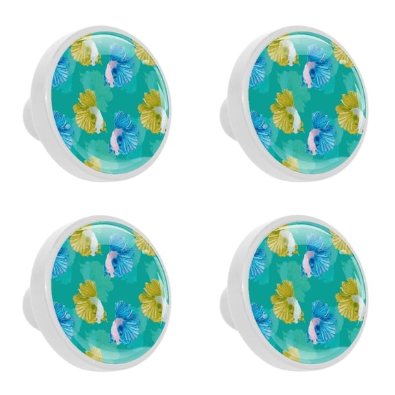 4 Pcs Fish Knobs for Kitchen Cabinet Cupboard Dresser Bookcase Drawer Pulls Handles Round Home Decor