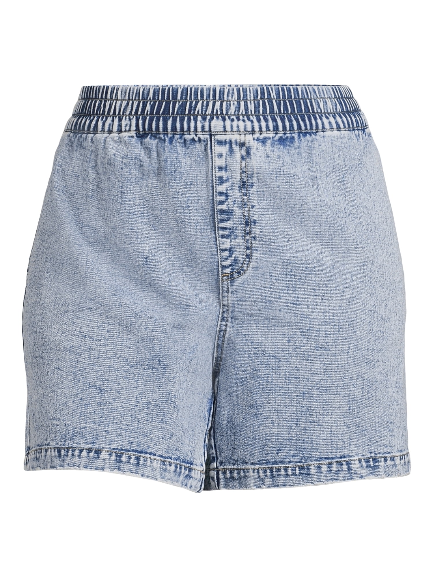 High Rise Slouchy Pull On Denim Shorts 