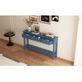 thumbnail image 3 of 60-Inch Rustic Entryway Console Table, Long Sofa Table with 2 Small Drawers and 2 Larger Drawers, Bottom Shelf for Storage (Antique Navy), 3 of 9