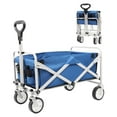 thumbnail image 2 of Wagon, Collapsible Folding Outdoor Utility Wagon, Garden Carts for Sports, Shopping, Camping (Blue), 2 of 7