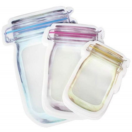 Wrapok Mason Jars Baggies Storage Bags Zipper Snack Reusable Food Saver Bag Bpa Free Small X 5 Medium Large