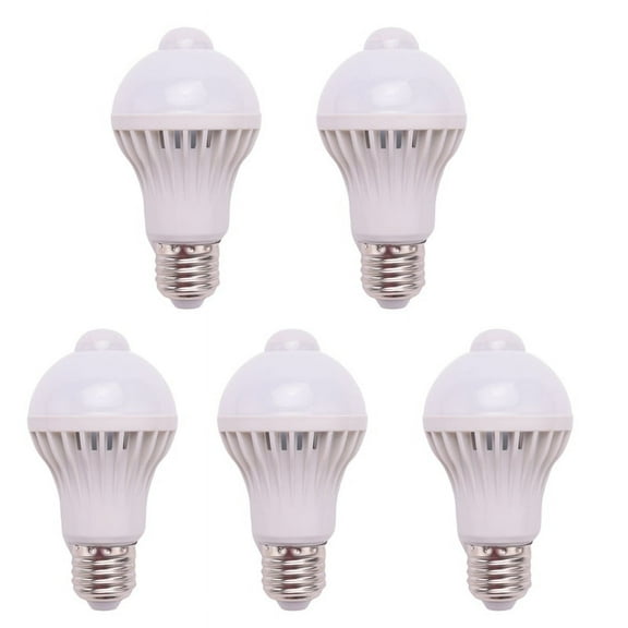 5X E27 Led Bulb Light Motion Sensor Light LED PIR Motion Sensor Lamp Globe Bulb Light Lamp, 5W,5 x Sensor Light Bulb,Cool white light