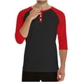 thumbnail image 6 of nerohusy 3/4 Sleeve Baseball Shirt Men Casual Stylish Raglan Sleeve Jersey Henley Tops Slim 3 Button V Neck Color Block Athletic T Shirts Black,L, 6 of 8