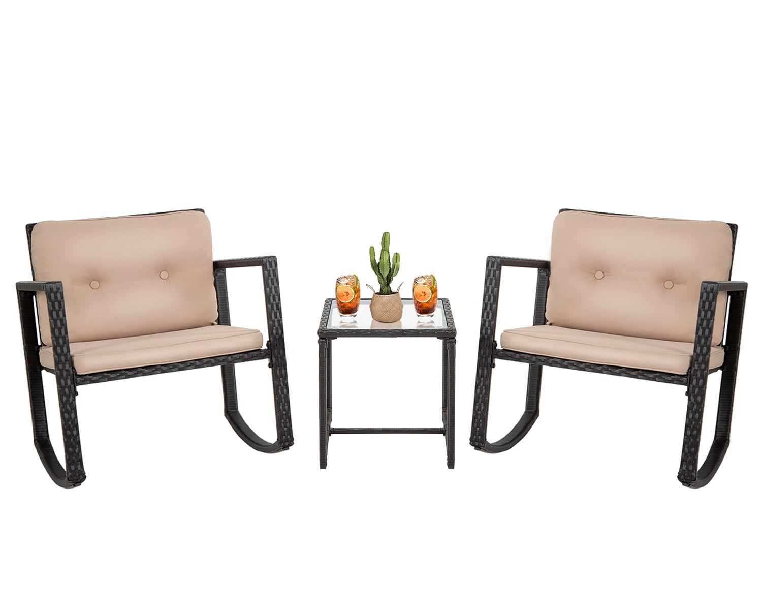 YRLLENSDAN Outdoor Patio Furniture Set 3 Piece Wicker Patio Furniture
