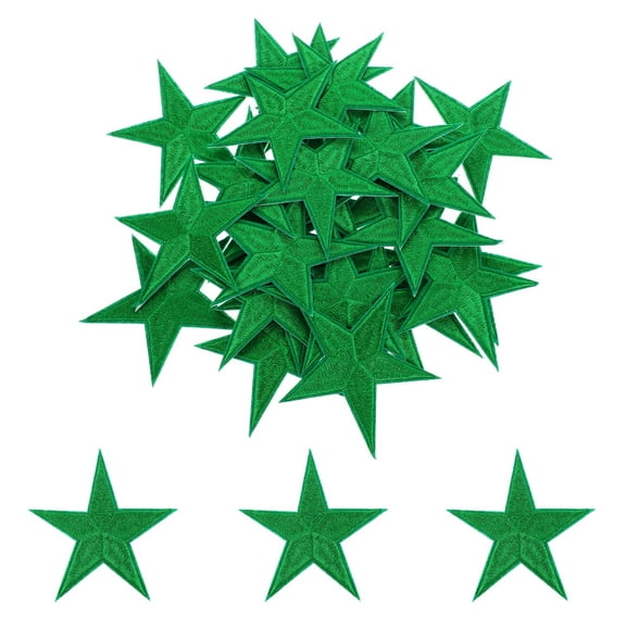 Uxcell 30Pcs Star Iron on Patches Small Star Embroidered Patches Applique Sew on Patches for DIY Crafts Green
