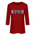 thumbnail image 4 of Women's Vintage T Shirts 1996 Graphic Print Birthday Tees Crew Neck 3/4 Sleeve Casual Loose Pullover Tops (S, Red), 4 of 4