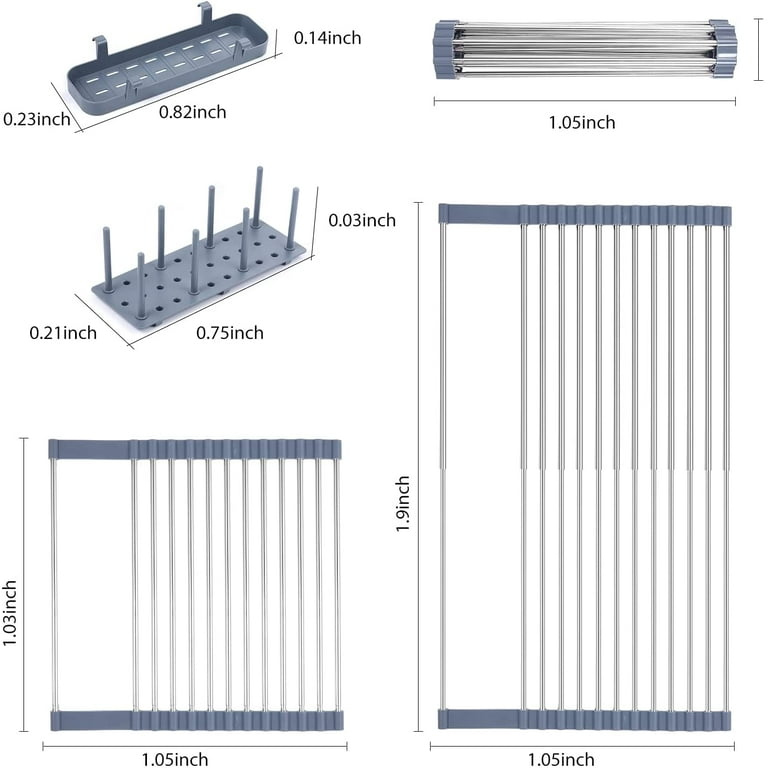 XKiss Expandable Roll-Up Dish Drying Rack for Kitchen 12.75”-23