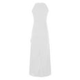 thumbnail image 4 of Ashirexll Summer Dress, Womens Long Dresses for Women, Fashion Summer Causal Solid Color Round Neck Sleeveless Dress Evening Dress White XXL, 4 of 7