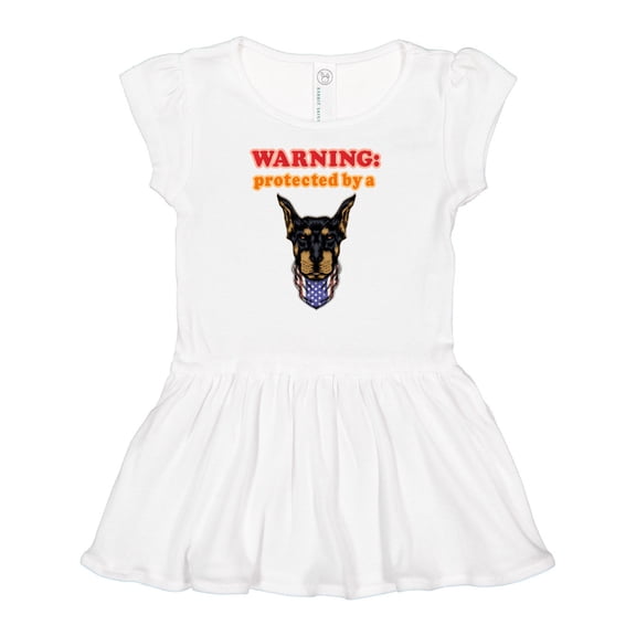 Inktastic Funny Protected by a Doberman Pinscher Dog Girls Baby Dress