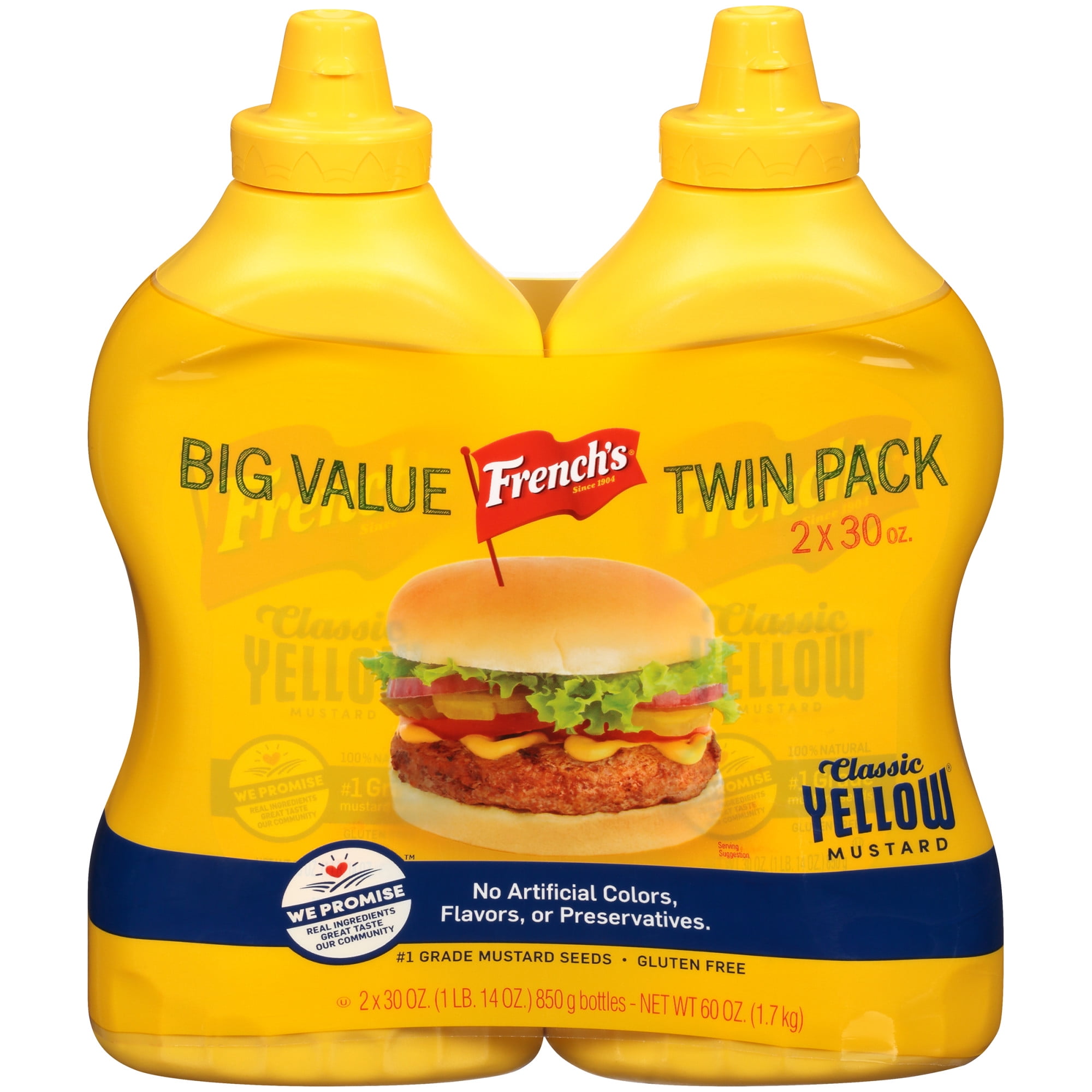 French's Two Pack Classic Yellow Mustard, 60 oz