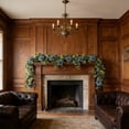 thumbnail image 6 of 5.9FT Artificial Eucalyptus Garland with Blue Dahlia Flowers, Faux Greenery Floral Vine, Realistic Leaf Garland for Mantel Table Runner Centerpiece, Wedding Arch Backdrop Party Home Decor, 6 of 6
