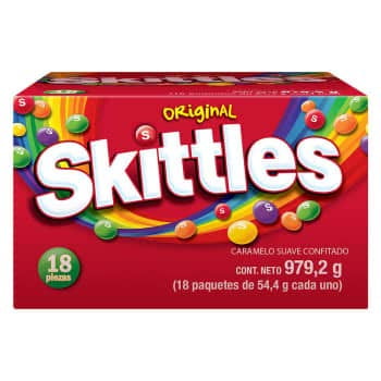 Skittles - Skittles Original 18 paquetes de 54.4 g c/u, total 972.2 gr, Caramelo suave confitado