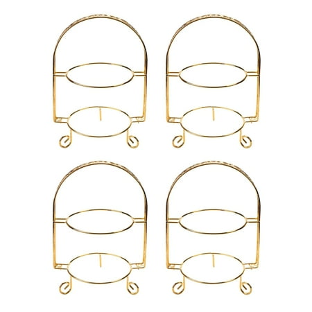 

4X Metal Cake Stand Double-Layer Arch-Shaped Golden Fruit Dessert Rack Wedding Birthday Party Decoration Gold