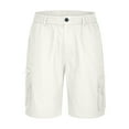 thumbnail image 7 of Jacenvly Mens Swim Trunks Solid Casual Beach Pants for Men Drawstring Quick Drying Men Button Zipper Knee Length Cargo Pants with Pocket Straight Button Zipper Shorts White, 7 of 7