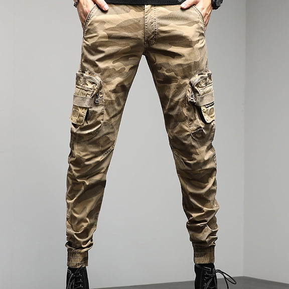 WXLWZYWL Military Cargo Pants for Men Tactical Multi-Pocket Wear-Resistant Drawstring Waist Combat Trousers Camo Joggers Hiking Cargo Pants Slim Fit Stretch Casual Pants