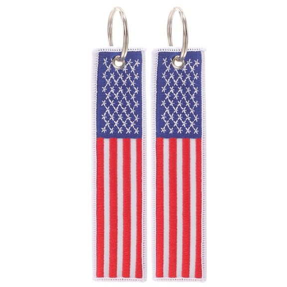 TABLZONE Usa Flag Keychain Multi-Color Polyester Stainless Steel Patriotic Decor 2Pcs