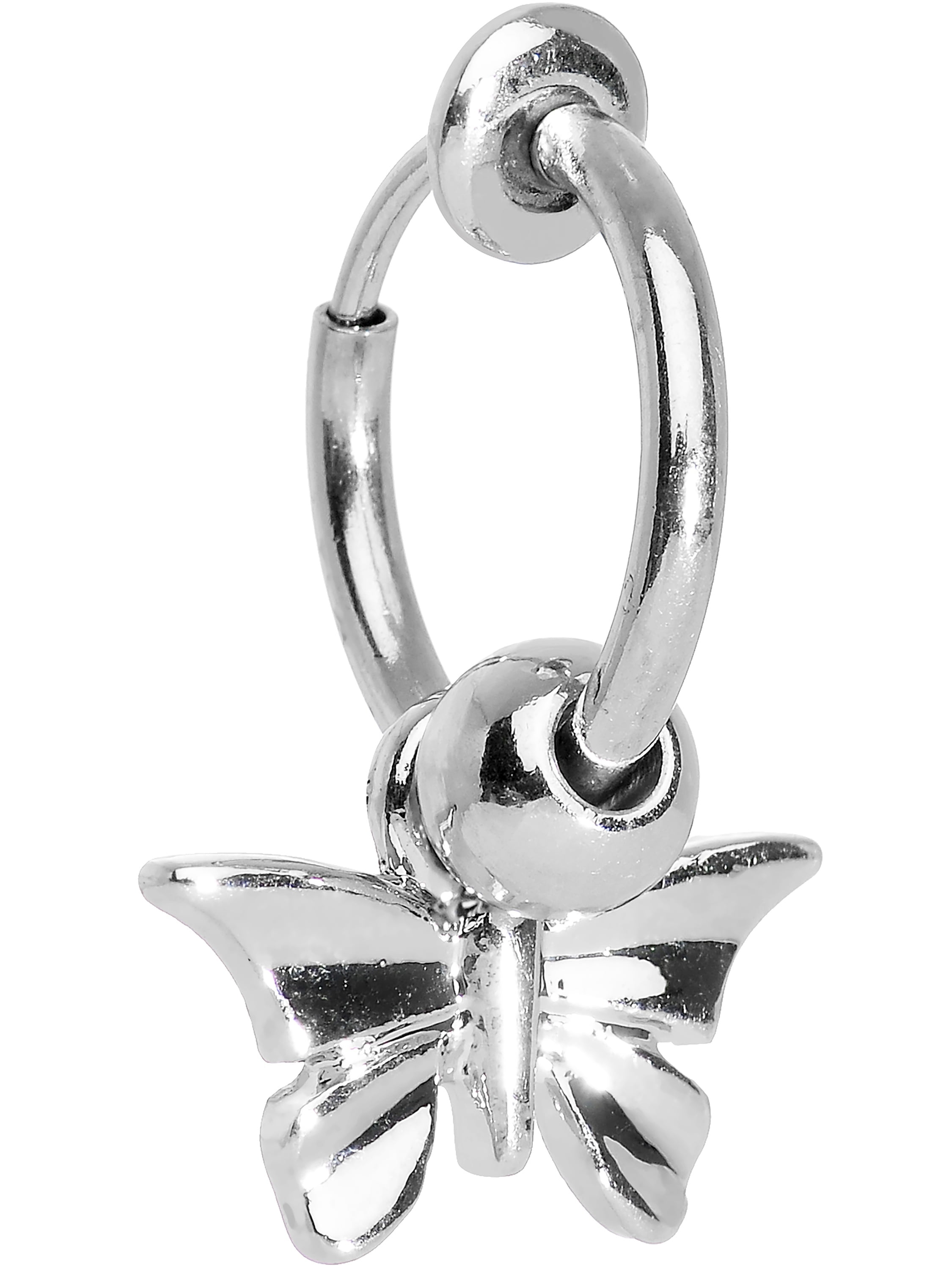 Butterfly Spring Loaded Fake Body Jewelry Dangle Hoop