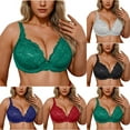 thumbnail image 2 of Fengactive Sexy Plus Size Lace Bra for Women Full Coverage Unpadded Underwire Bras Push Up Everyday Bra Bralettes, 2 of 7