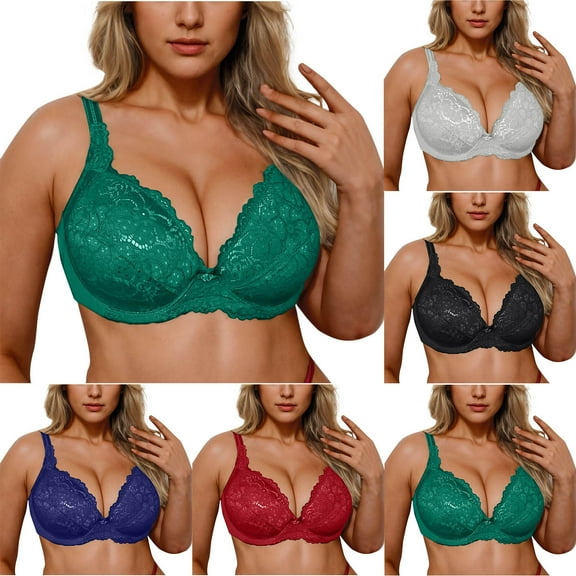 Ahuyic Summer Womens Bras,Plus Size Bras for Women,Woman's E Cup Flower Embroidery Thin Style Ventilate Bra Steel Rim