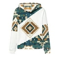 thumbnail image 4 of Women's Geometric Print Aztec Hoodie Pullover Cowgirl Western Ethnic Rhombus Printed Hooded Sweatshirt, 4 of 4