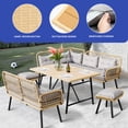 thumbnail image 5 of DEXTRUS Adult 6 Piece Steel Outdoor Dining Sets with L-Shaped Sectional and Dining Table, Light Brown and Gray, 5 of 9