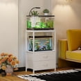 thumbnail image 4 of 10 Gallon Aquarium Stand with 2 Drawers, 2-Tier Fish Tank Stand with Storage Shelf, Heavy Duty Metal Frame Reptile Turtle Tank Stand, 20.5" L x 11.8" W x 31.5" H, White, 4 of 7