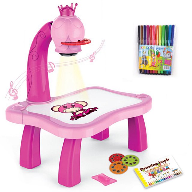 Juego de mesa de pintura para niños, juego de pintura de juguete de dibujo de proyección divertida educativa