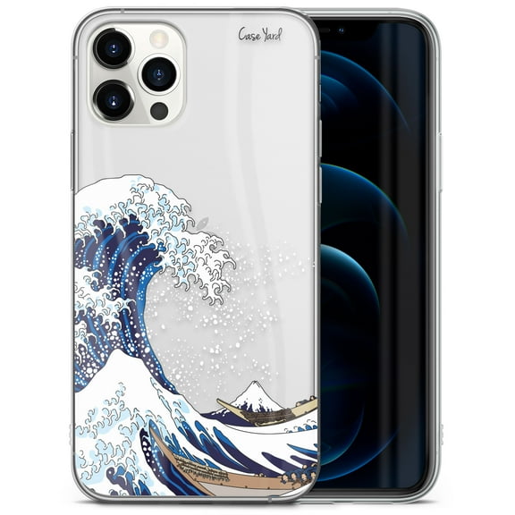 Case Yard iPhone-12/12-Pro Case Clear Soft & Flexible TPU Ultra Low Profile Slim Fit Thin Shockproof Transparent Bumper Protective Cover Drop Protective Cell Phone Cases (Kanagawa Wave)