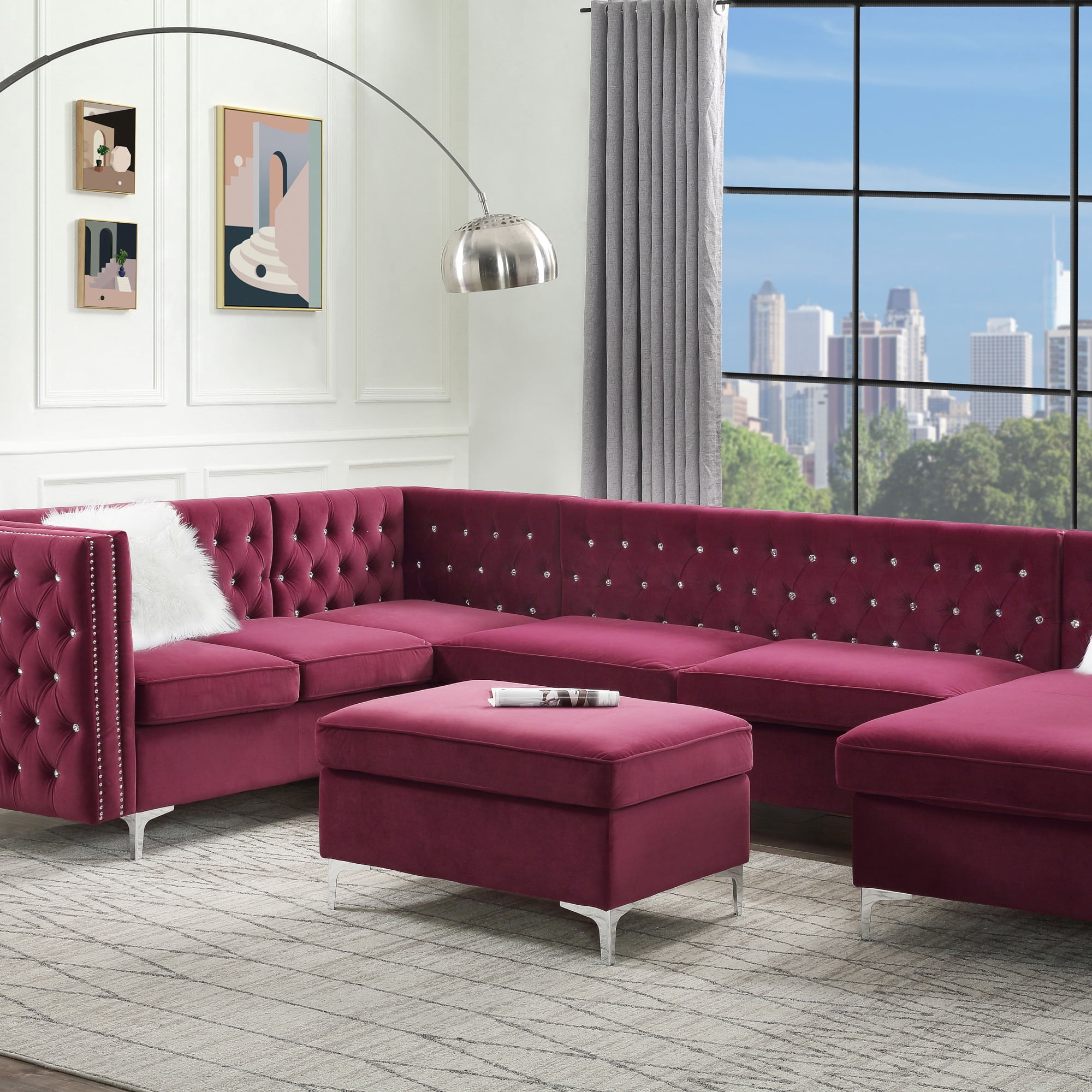 ACME Jaszira Ottoman in Burgundy
