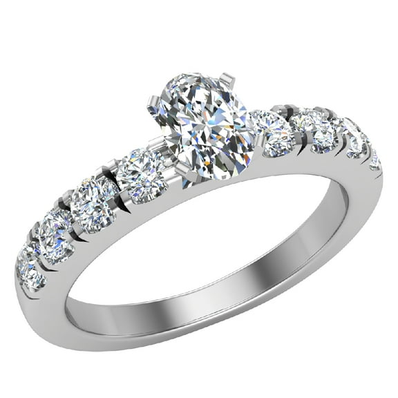 Engagement Rings For Women - Oval Cut 18K White Gold 1.00 CT (E,VVS) GIA Certificate