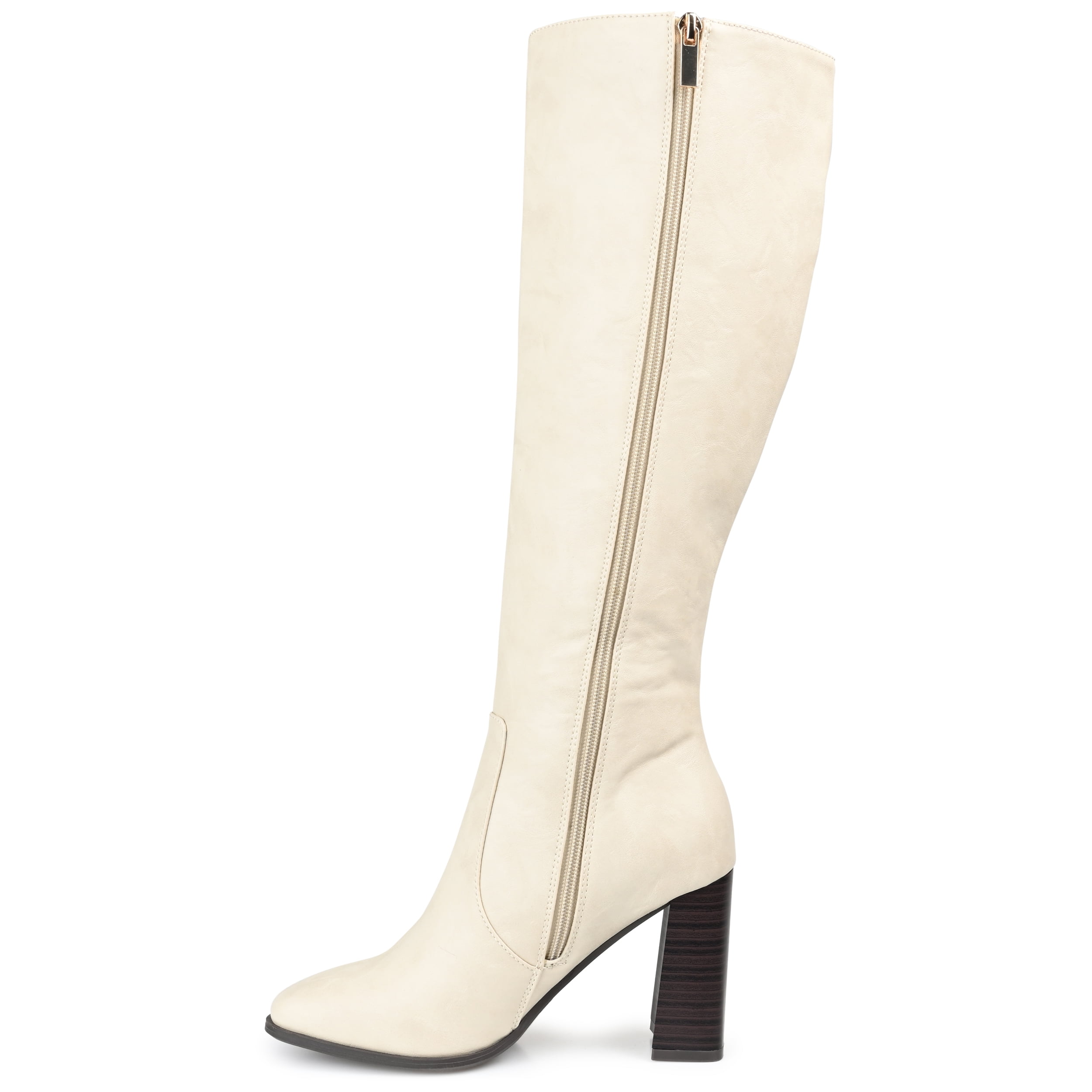 Journee Womens Karima Comfort System Wide Calf Stacked Heel Knee High Boots