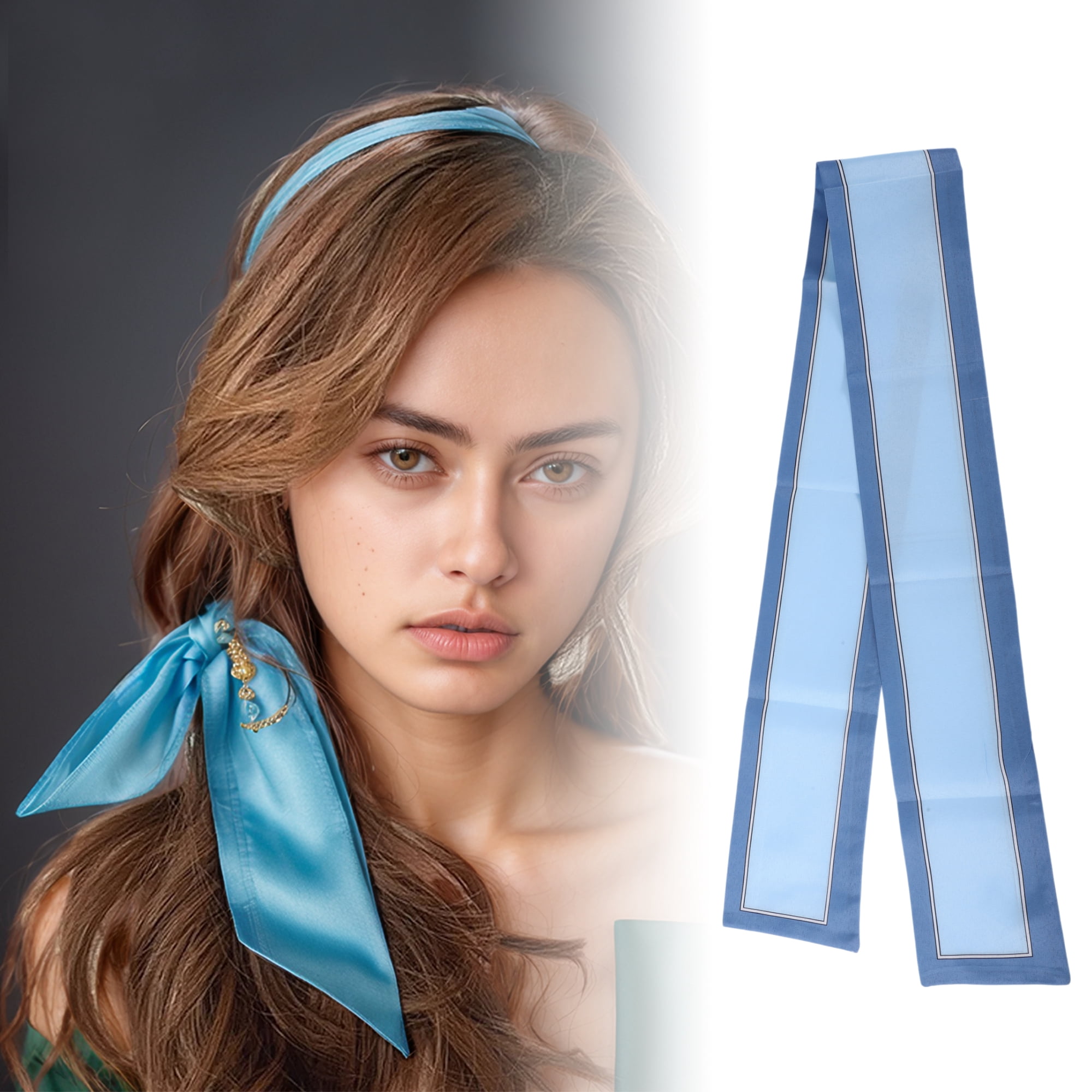 Unique Bargains Borders Pattern Headband 1 Pc Lake Blue