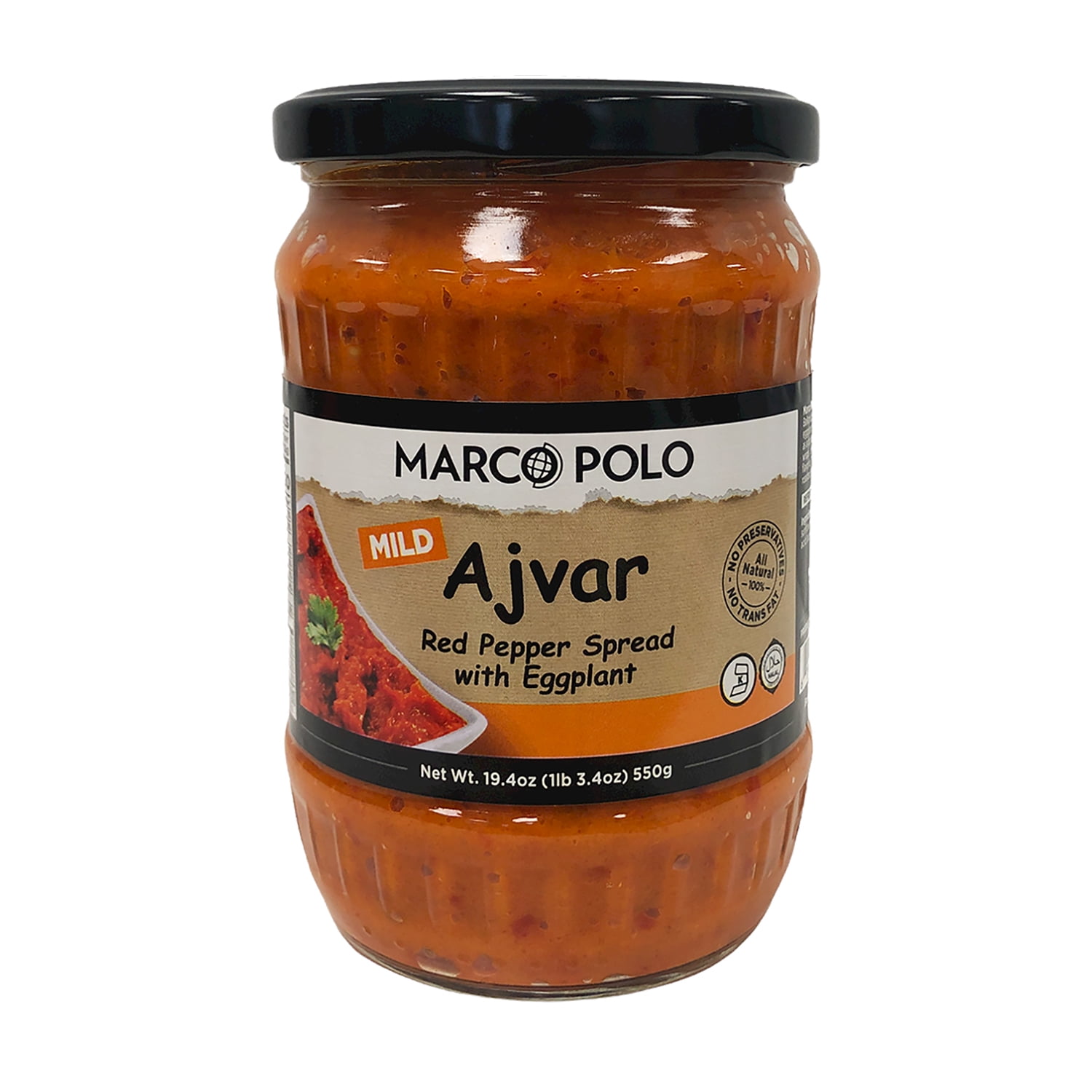 (2 pack) MARCO POLO Mild Ajvar Red Pepper Spread 19.3 oz