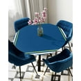 thumbnail image 5 of nqOlkjepod Navy Blue Line Round Tablecloth, Fitted Table Cover with Elastic for 55"-60" Round Tables, Farmhouse Simple Blue Striped Table Cloth Outdoor Indoor Dinning Party Waterproof Tablecloths, 5 of 6