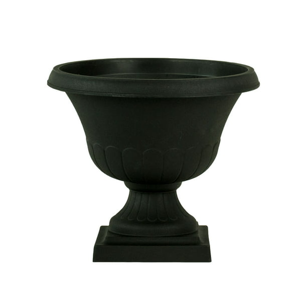 12 Inch Flat Black Classic Urn Plastic Planter for Indoor