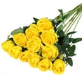 thumbnail image 1 of 12PCS Artificial Silk Flowers Realistic Roses Bouquet Long Stem for Home Wedding Decoration Party (Yellow), 1 of 5