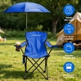 thumbnail image 4 of Lightweight Foldable Camping Chair with Umbrella & Detachable Canopy, Cup Holder, 330LBS Load & Carry Bag for Beach Picnic (Blue), 4 of 13