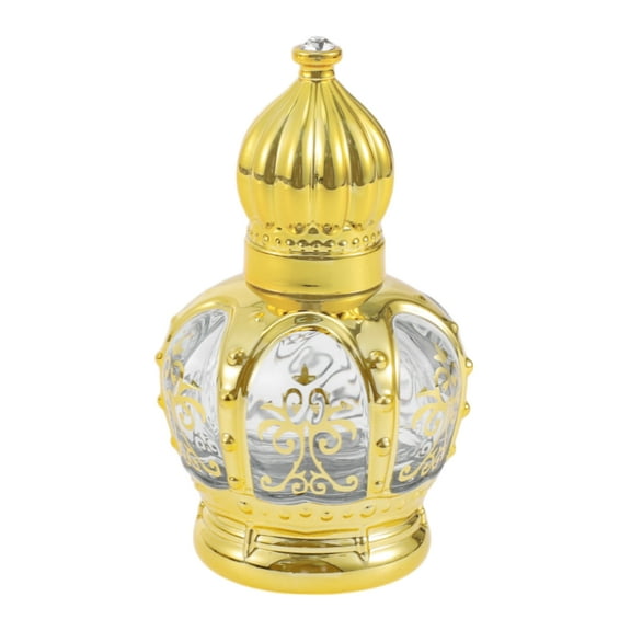 Unique Bargains 1 Pc Crown Shape Essential Oil Bottle for Bathroom 0.33oz Gold Tone
