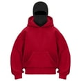 thumbnail image 2 of vigerakr Womens Hoodie with Built In Balaclava, Double Hooded Jacket Windproof Balaclava Warm Sports Casual Bicycle Clothing (Red, XXL), 2 of 6