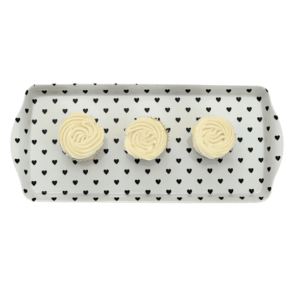 Black Hearts Valentine’s Serving Tray  Durable Melamine Snack Platter for Parties & Showers