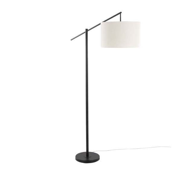Casper 69" Contemporary Metal Floor Lamp in Matte Black Metal with Natural Linen Shade from Grandview by LumiSource