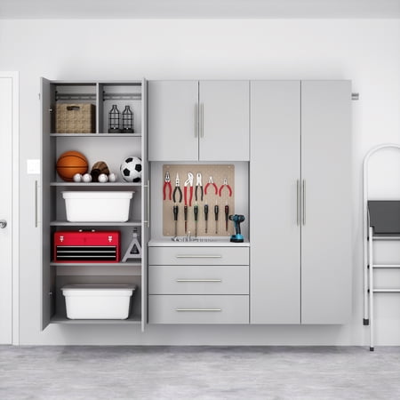 Prepac HangUps 90" Storage Cabinet Set G, 4 Pieces, Light Gray