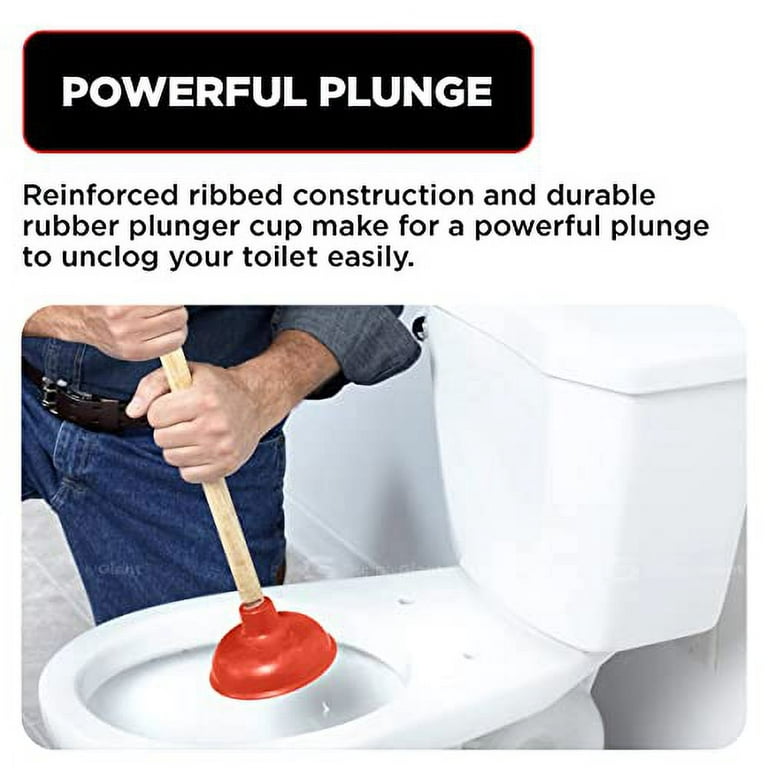 Luigi's Sink and Drain Plunger for Bathrooms Kitchens Sinks Baths and Showers. Small and Powerful Commercial Style 'Plumbers Plunger' with Large