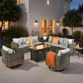 thumbnail image 6 of Vcatnet 11 Pieces Outdoor Patio Furniture Sets with Fire Pit Sectional Sofa All Weather Wicker Conversation Set with Swivel Chairs, Gray, 6 of 10